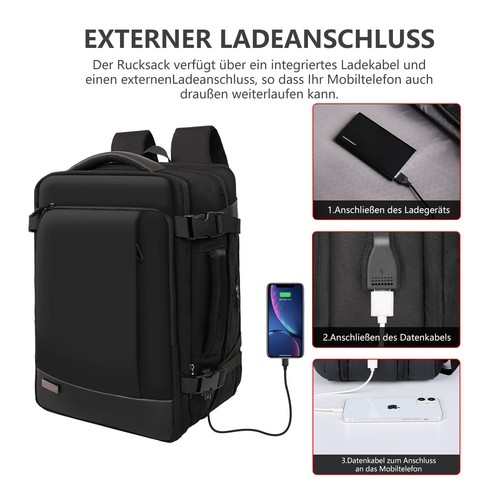 Handgepäck Reiserucksack Wanderrucksack 17 Zoll Laptop Rucksack für Herren Damen - Bild 7 von 12