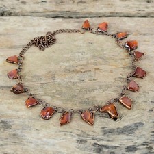 Collar Ajustable Cornalina Cobre Áspero Regalo Amigo Cadena Electroformada 18.0"