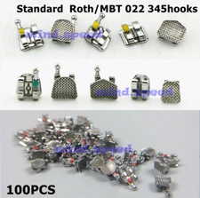 100pc Dental Ortho Metal Bracket Brace In Bulk Standard Roth MBT 022 345Hooks
