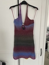 Urban Outfitters Burgundy & Pink Ombre Halterneck Knit Dress Size Small