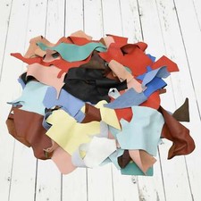 Pebble Grain Leather Scrap 1 lb Remnants Vibrant  Neutral Color Pieces