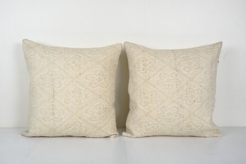 Vintage White Bohemian Turkish Kilim Pillow Set Organic Tribal Chair Cushion Ebay