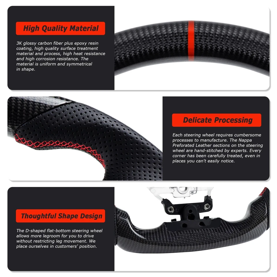 Volante de fibra de carbono real para LEXUS CT IS NX RC ISF GSF 13-23 Foto 4 de 4