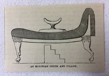 small 1880 magazine engraving ~ AN EGYPTIAN COUCH AND PILLOW