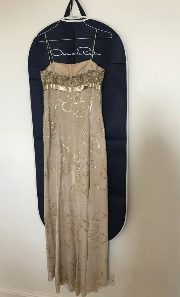 Oscar de la Renta Gold Silk Embroidered Evening Gown UK 10 / US 8 – Runway 2007 - Image 4 of 4