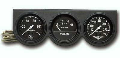 #ad Auto Meter Autogage 2398 Black Three Gauge Consol Oil Pressure Volt Water Temp $137.02