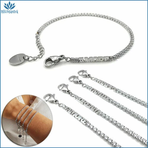 Bracciali di bigiotteria tennis in acciaio con pietra principale zircone