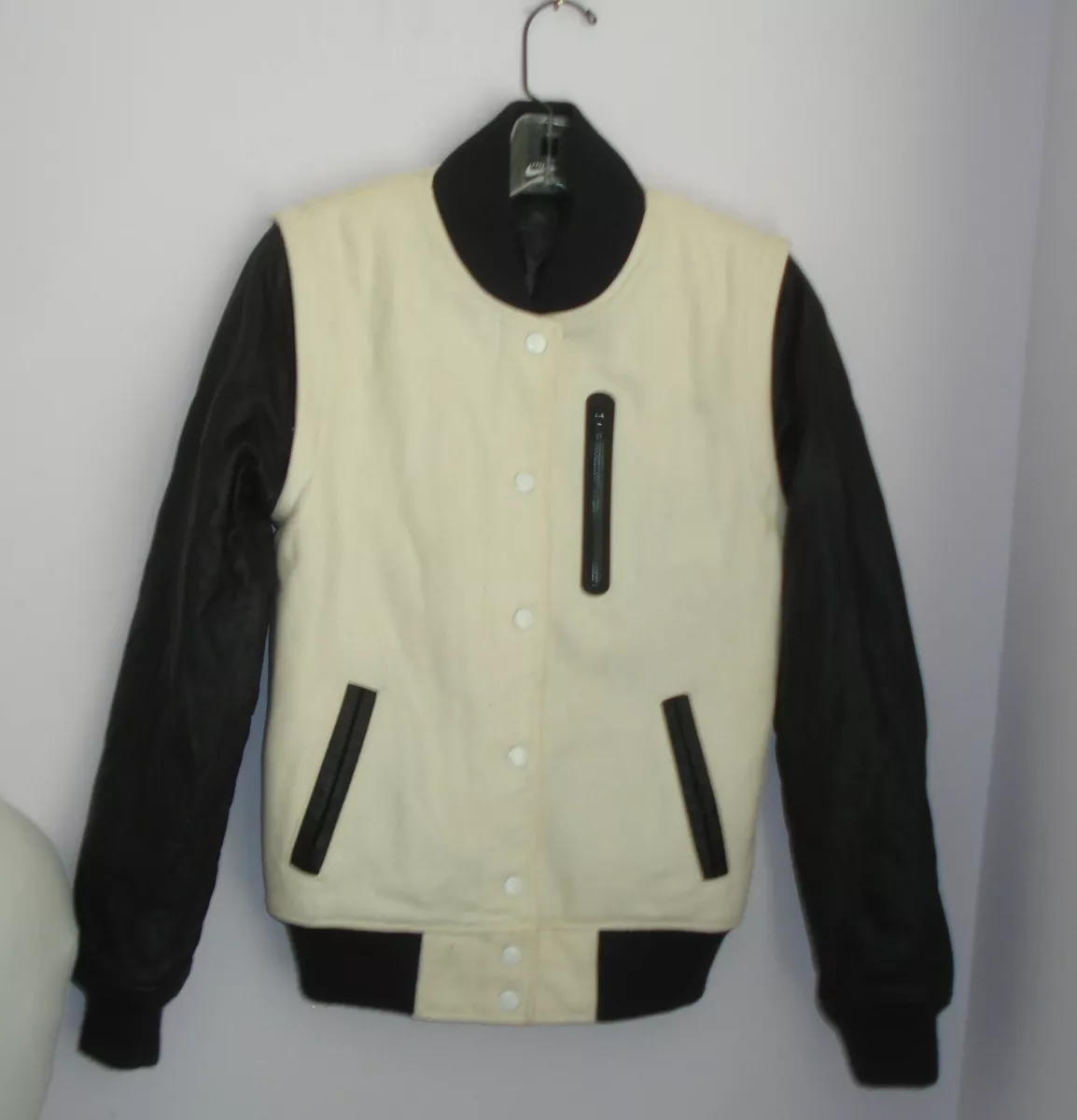 Off-White Wool and Leather Varsity Jacket