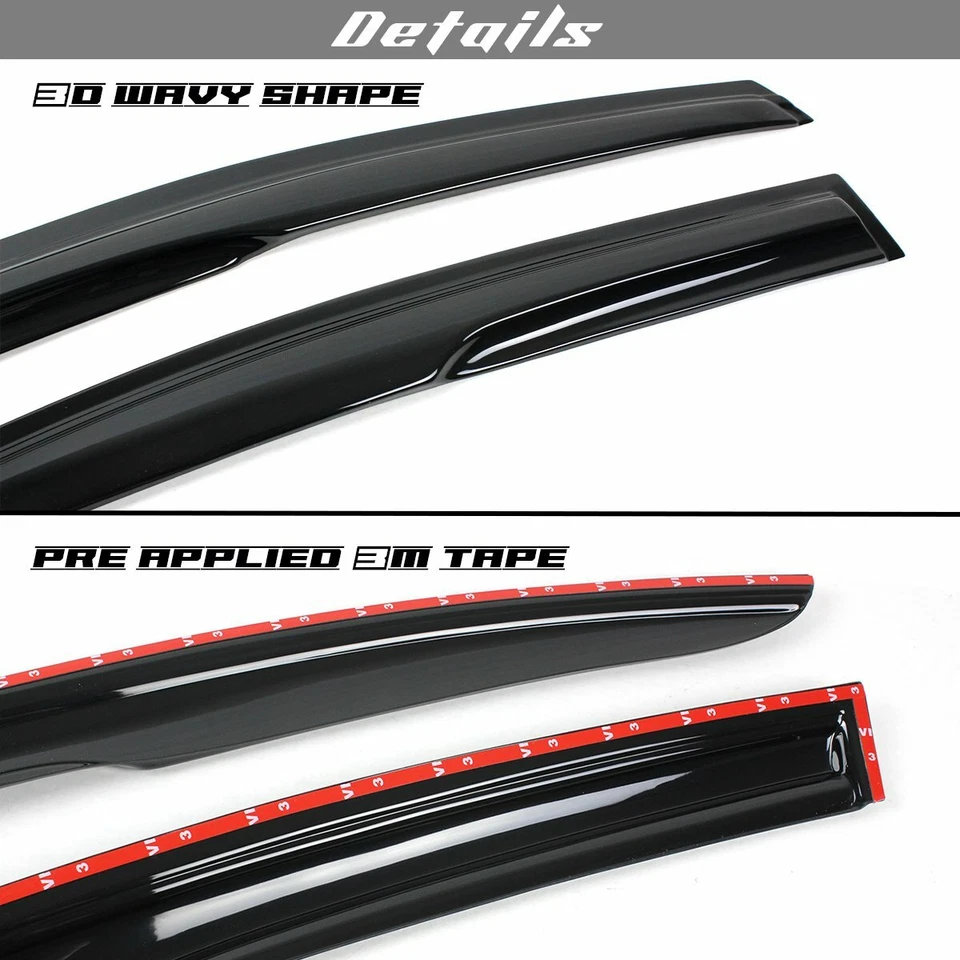 Para 2004-2008 Acura TSX JDM Ondulado Mugen Visera de Ventana Tintada con Humo Protector de Lluvia Ventilación Foto 3 de 4