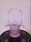 Vintage Fenton pink opalescent Butterfly and Berry Glass Basket