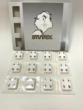  Studex Piercing Earrings 12 Pair 4mm Stainless Steel Reg. Asstd Stones R313W