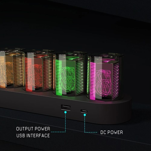 Nixie Tube Clock & RGB LED Lights Vintage Modern Digital Color Modes Desk Table - Picture 11 of 33