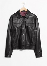 Rrp £345 & Other Stories Leather Jacket Size 10