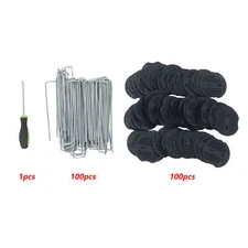 6 Inch Heavy Duty Galvanized Landscape Pins Staples w/ Gasket Washer Caps 100Pcs