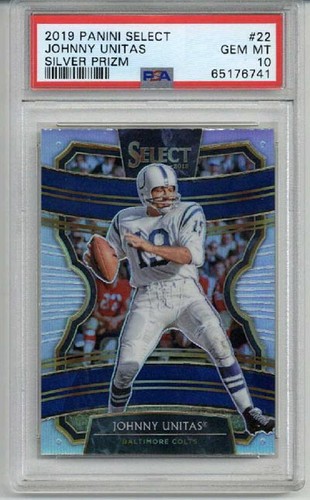 2019 PANINI SELECT SILVER PRIZM #22 JOHNNY UNITAS CARD COLTS PSA 10 LOW POP RARE