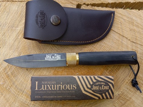 Jose da Cruz folding pocket knife, African Blackwood & Boxwood, w/ Leather Case. - Picture 2 of 5