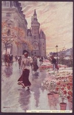 Postal Paris - Peinture 1910 Georges Stein - Conciergerie. Marché Aux Fleurs