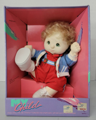 Vintage Mattel My Child Doll Boy Blonde Hair Green Eyes Brand New Mint In Box