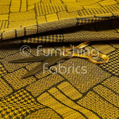 Feuerbehandelter neuer Patchwork leichter Chenille gelb schwarz Polster Vorhangstoff