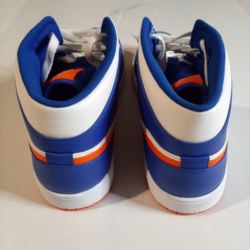 NIKE AIR JORDAN 1 MID GAME ROYAL BLUE RUSH ORANGE "KNICKS" SIZE 18 UNWORN NO BOX - Picture 7 of 8