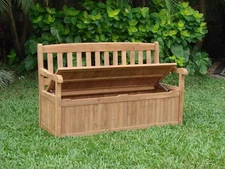 5 FEET OUTDOOR PATIO TEAK GARDEN BENCH w/ STORAGE BOX FURNITURE DEVON COLLECTION
