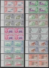CAYMAN Is. 1950 SET TO 1/- FINE MNH MARGINAL BLOCKS OF 4. SG. 135 - 144.  (D819)