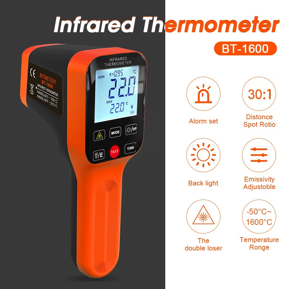 Professionelles IR Infrarot Thermometer -50°C bis 1600°C, 30:1 D:S, Laser, USB-C - Bild 2 von 4