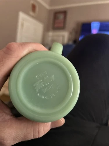 VINTAGE OVEN WARE FIRE KING JADEITE JADE GREEN MUG COFFEE CUP D HANDLE  - 5