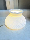 Vintage 6” Hobnail Milk White Glass Hurricane Student Lamp Shade Ruffled Top.