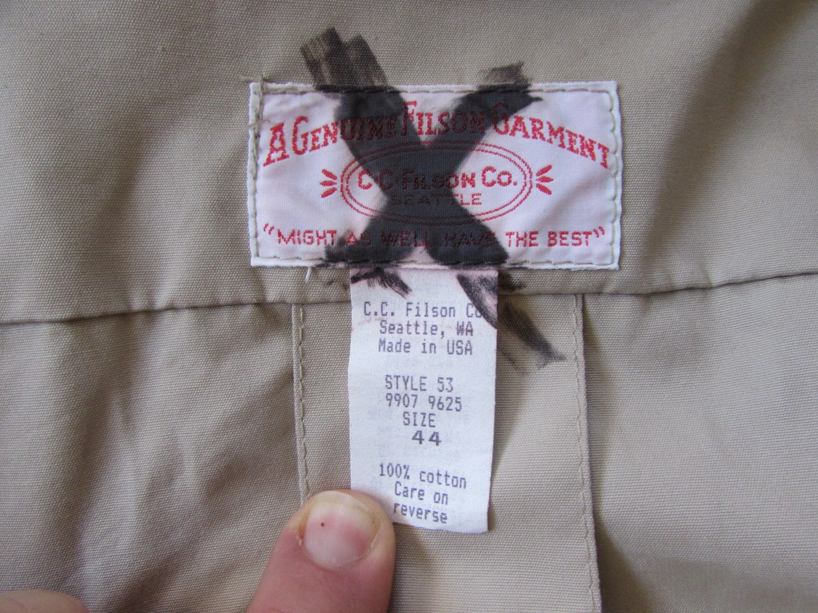 CC Filson Style 53 Cotton Coat Jacket with Belt - USA - Size 44 - product detail image 4