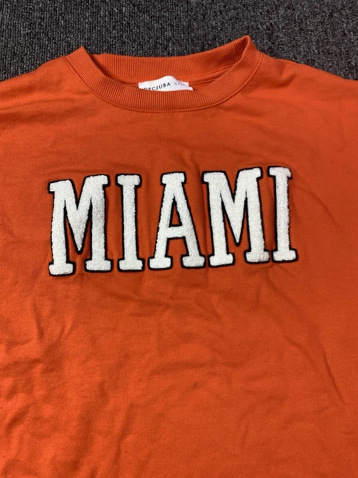 Moletom Decjuba infantil gola redonda Miami Spell It meninas jovens grande laranja jumper - Imagem 2 de 4