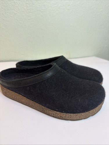 Haflinger Womens GRIZZLY Black/ Charcoal Wool Clogs Slippers Sz 36 /US 5
