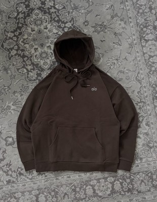Alo Yoga Accolade Cotton-Blend Hoodie Espresso Brown L Brand New with Tags OVP