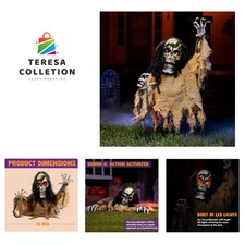 Halloween Decoration Outdoor Animated Zombie Groundbreaker, Light-up Skeleton...