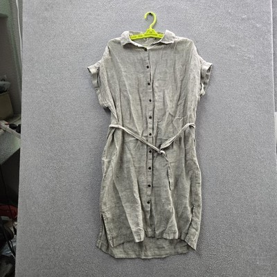 c&c california shirt dress C&C California Womans Shirt Dress Citrus 100% Linen Sz M Beachy Travel NWOT