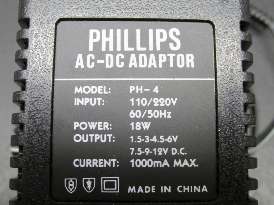 Phillip Deluxe AC-DC Adapter, PH-4, 3-4.5-6-7.5-9-12V,  New & Tested - Image 2 of 4