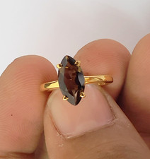 925 Sterling Silver Ring, Natural Smoky Quartz Ring, August Birthstone Ring