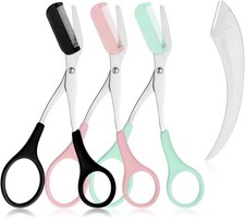 3PCS Eyebrow Scissors with Comb, Stainless Steel Professional Eyebrows Trimmer,