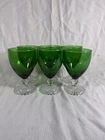 6 Anchor Hocking Green Bubble Water Glasses Goblets 5.5" Tall VGC Vintage