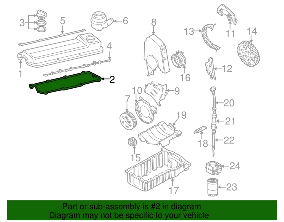 Junta de tampa de válvula Volkswagen genuína 06A-103-483-C - Imagem 3 de 3