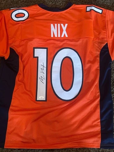 Bo Nix Autographed Denver Broncos Custom Orange Football Jersey