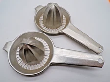 2 Vintage Foley Handheld Aluminum Juicers  Lemon Citrus Fruit Squeezers