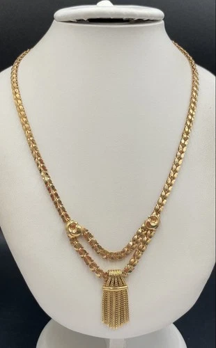 18.21K Gold Tested Vintage Necklace W/ Tassel Pendant