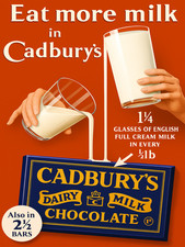 Cadbury dairy milk chocolate eat more milk art metal sign
