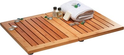Foldable Non-Slip Wooden Shower Mat, Spa and Sauna Floor Mat, 24  x 18 