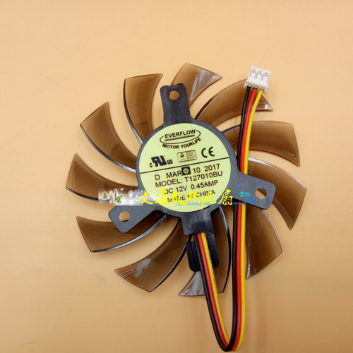 EVERFLOW T127010BU DC12V 0.45A 7.5cm graphics card 3-wire cooling fan - Afbeelding 1 van 4