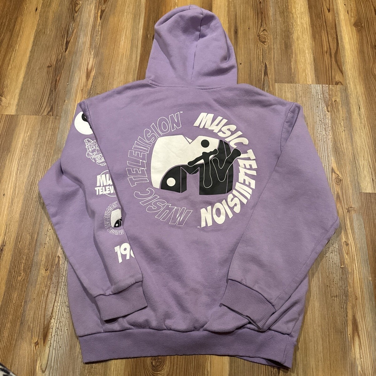MTV Hoodie Music Television Yin Yang Bright Colorful Purple 
