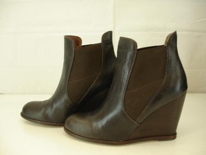 Womens-sz-9-5-M-CORSO-COMO-Coffee-Brown-Leather-Lexy-High-Wedge-Heel-Ankle-Boots
