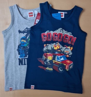 Jungen 2er Set Unterhemden, Unterwäsche, Achselhemden, Lego, Größe 98/104