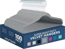 Velvet Non-Slip Hangers-100Pieces Non-slip Coat Hanger Set with 360° Swivel Hook